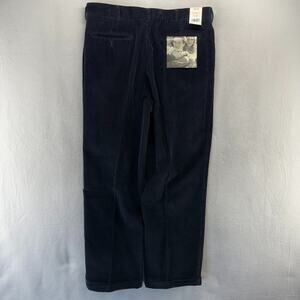 Vintage Haggar Corduroy Pants Men's 38x30 Blue Navy Pleated Cuffed Baggy NEW y2k
